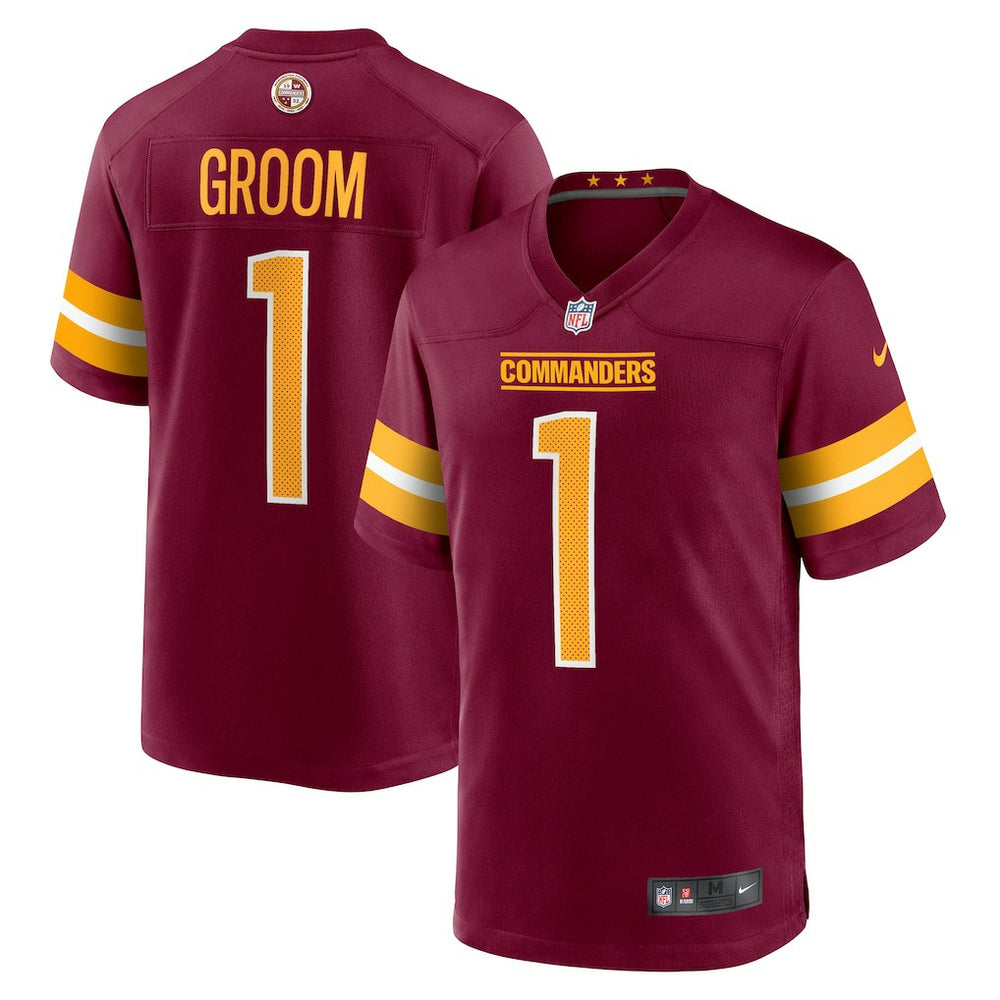 NFL Number 1 Groom Washington Commanders Game Jersey - Burgundy