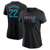 Sandy Alcantara Miami Marlins Nike Women's 2025 City Connect Fuse Name & Number T-Shirt - Black T-shirts
