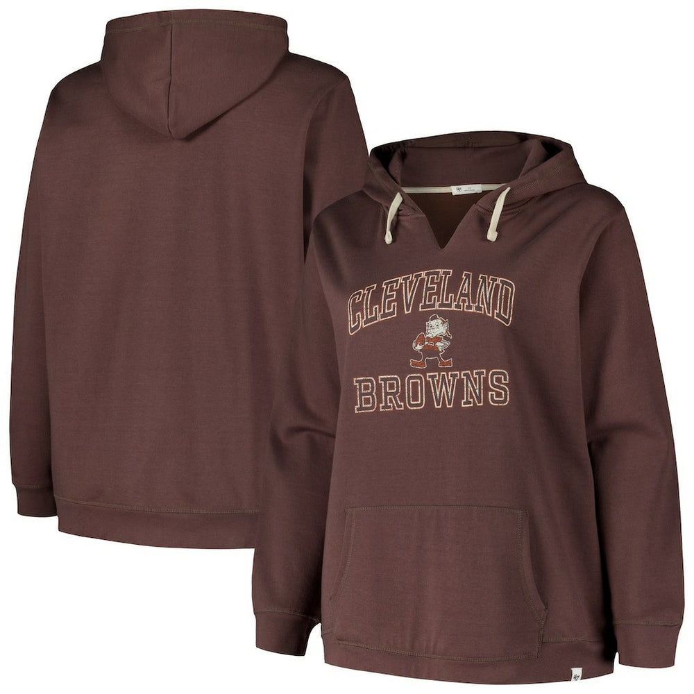 Cleveland Browns '47 Women's Plus Size Clarity Kennedy Pullover Hoodie Brown