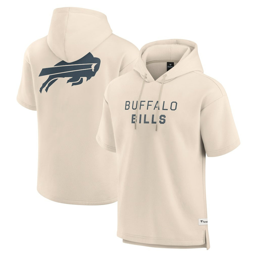 Buffalo Bills Elements Future Ground Lettering Short Sleeve Pullover Hoodie Cream