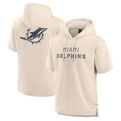 Miami Dolphins Elements Future Ground Lettering Short Sleeve Pullover Hoodie Cream