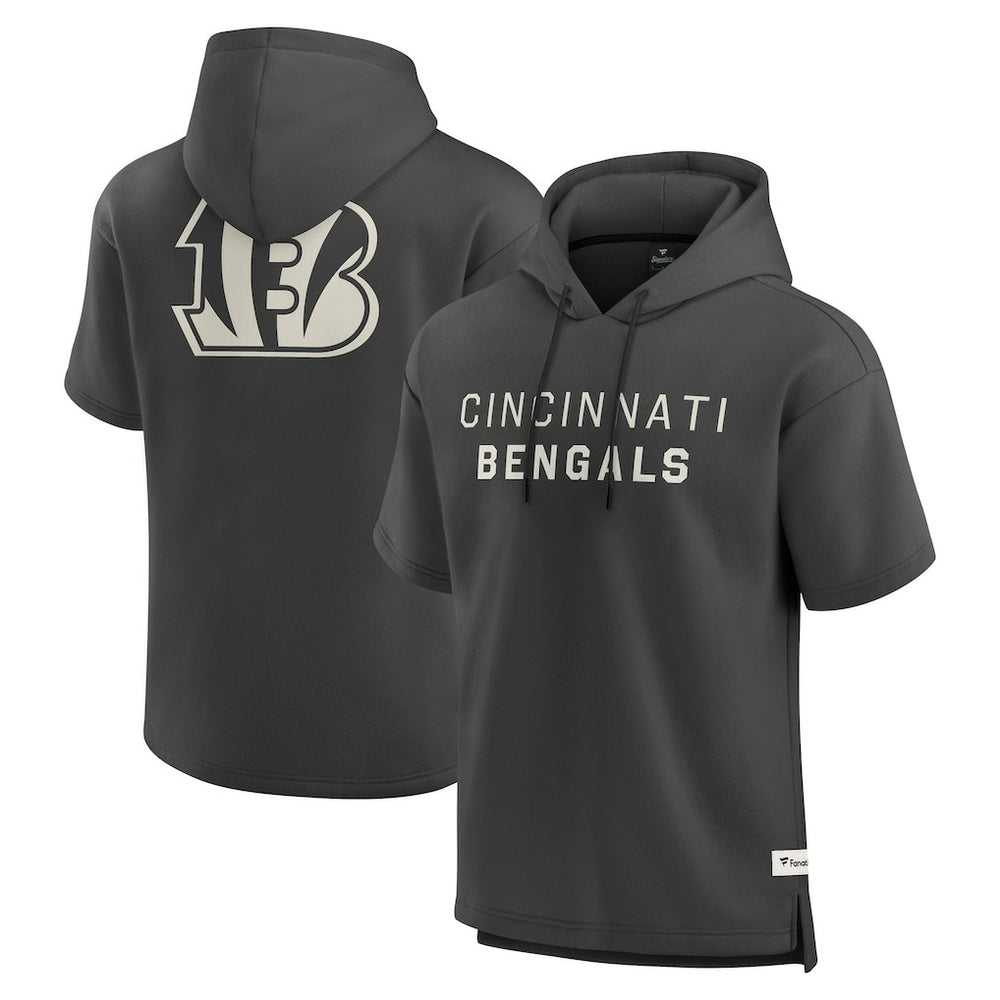 Cincinnati Bengals Elements Future Ground Lettering Short Sleeve Pullover Hoodie Charcoal