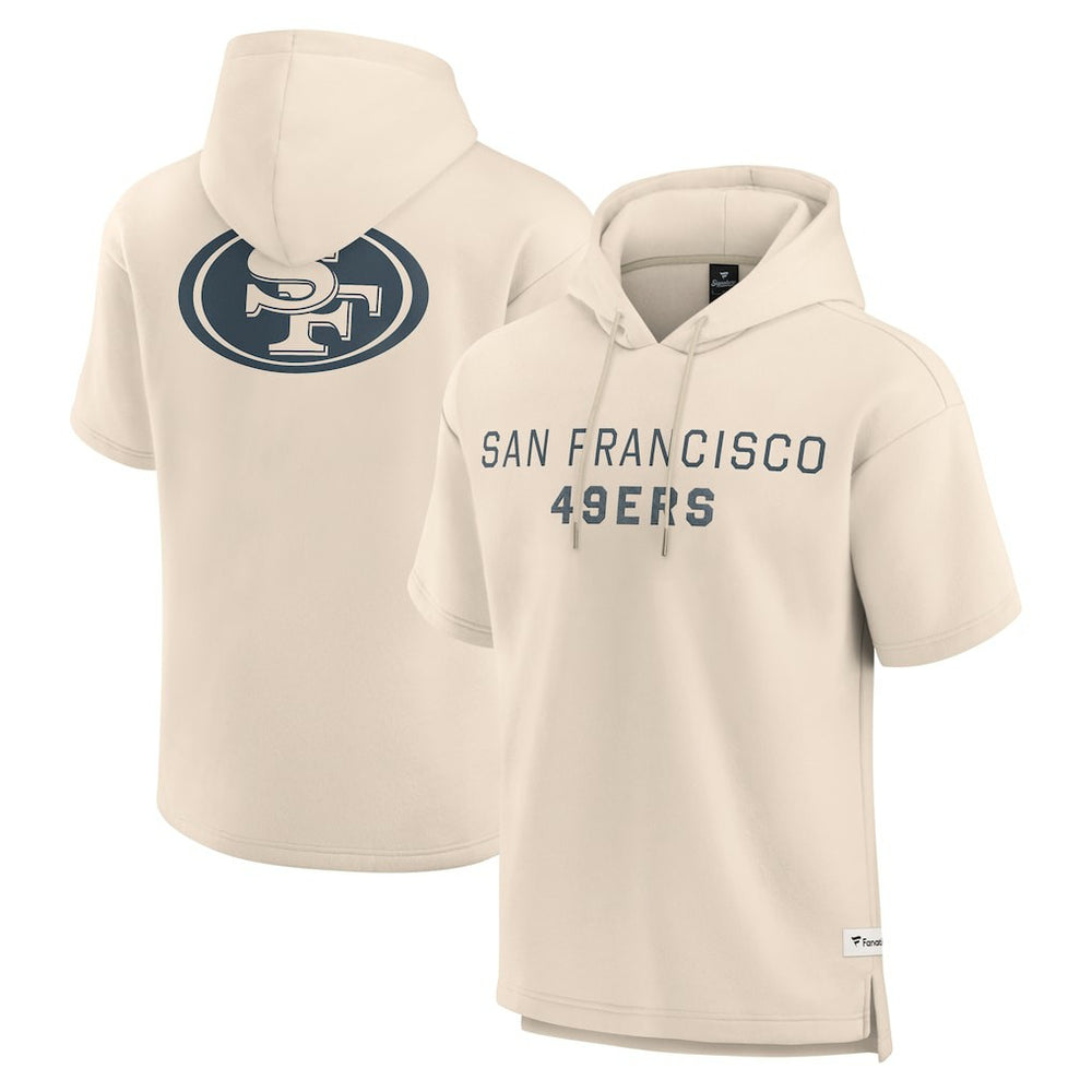San Francisco 49ers Elements Future Ground Lettering Short Sleeve Pullover Hoodie Cream