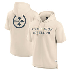 Pittsburgh Steelers Elements Future Ground Lettering Short Sleeve Pullover Hoodie Cream