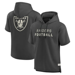 Las Vegas Raiders Elements Future Ground Lettering Short Sleeve Pullover Hoodie Charcoal