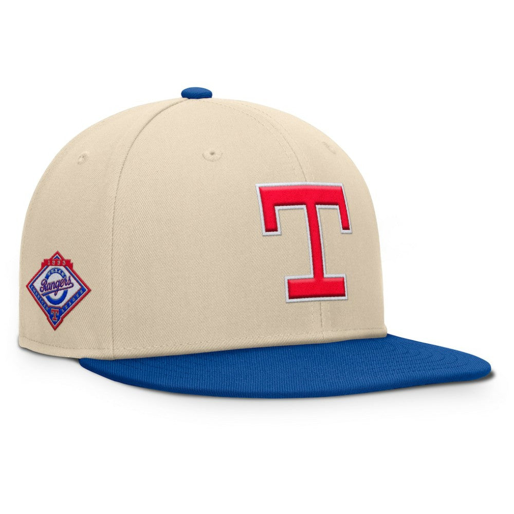 Texas Rangers Fanatics Cooperstown Collection Bounder Snapback Hat - Natural/Royal Hats