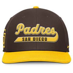 San Diego Padres Nike Pro Performance Snapback Hat - Brown/Gold Hats