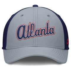 Atlanta Braves Nike Rise Swoosh Performance Flex Hat - Gray/Navy Hats