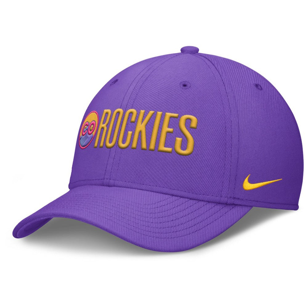 Colorado Rockies Nike 2025 City Connect Rise Swoosh Performance Flex Hat - Purple Hats
