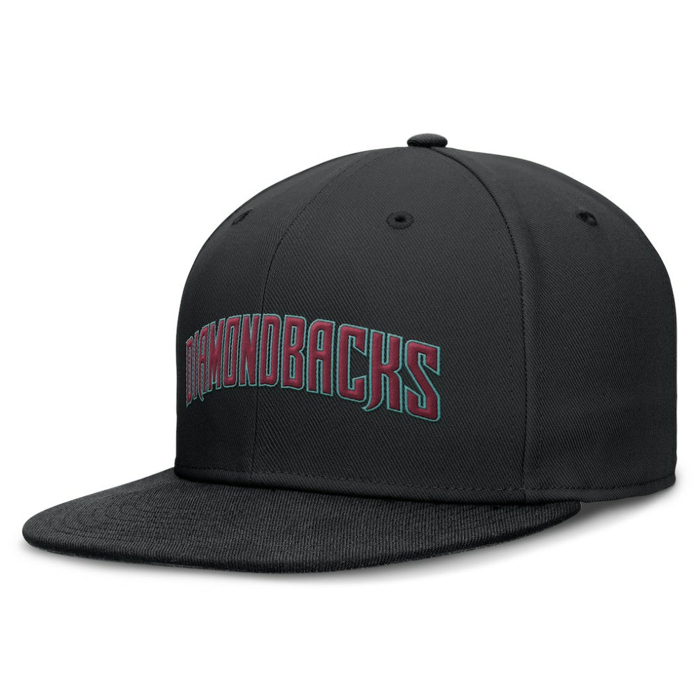 Arizona Diamondbacks Nike Wordmark Dri-FIT Round Bill True Fitted Hat - Black Hats