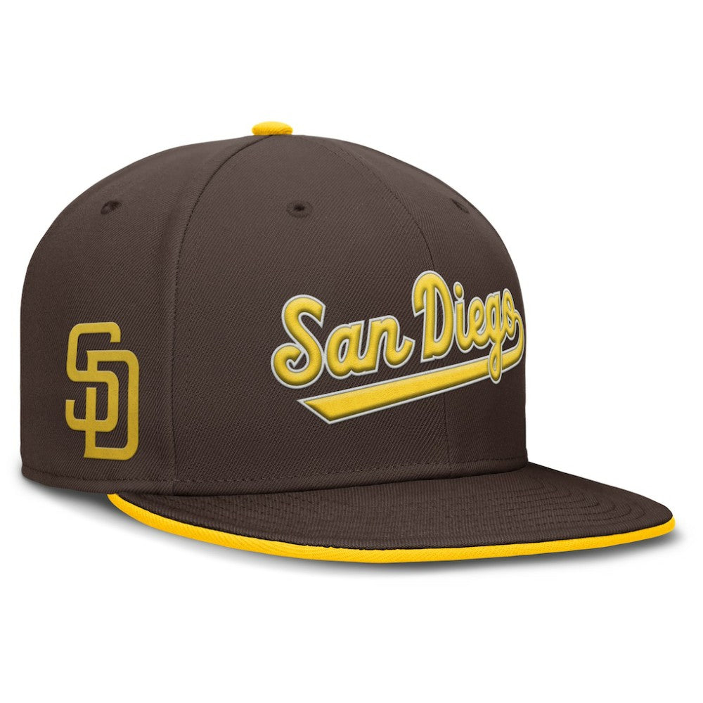 San Diego Padres Nike Primetime Dri-FIT Round Bill True Fitted Hat - Brown Hats