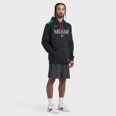 Miami Marlins Nike 2025 City Connect Authentic Collection Therma Pullover Hoodie - Black Hoodies