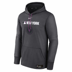 New York Mets Nike Authentic Collection City Connect Therma Pullover Hoodie - Anthracite Hoodies
