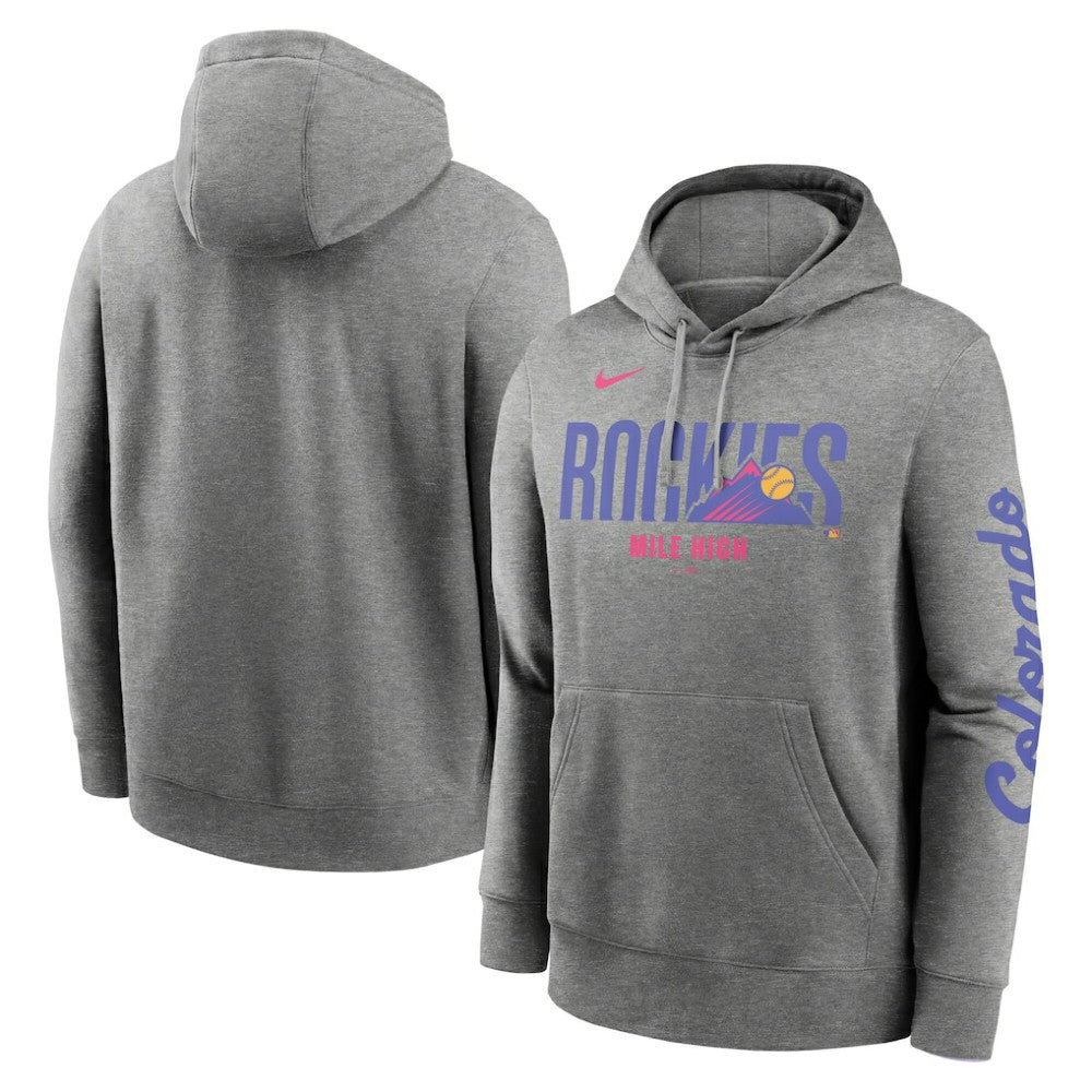 Colorado Rockies Nike 2025 City Connect French Terry Club Fleece Pullover Hoodie - Heather Charcoal Hoodies