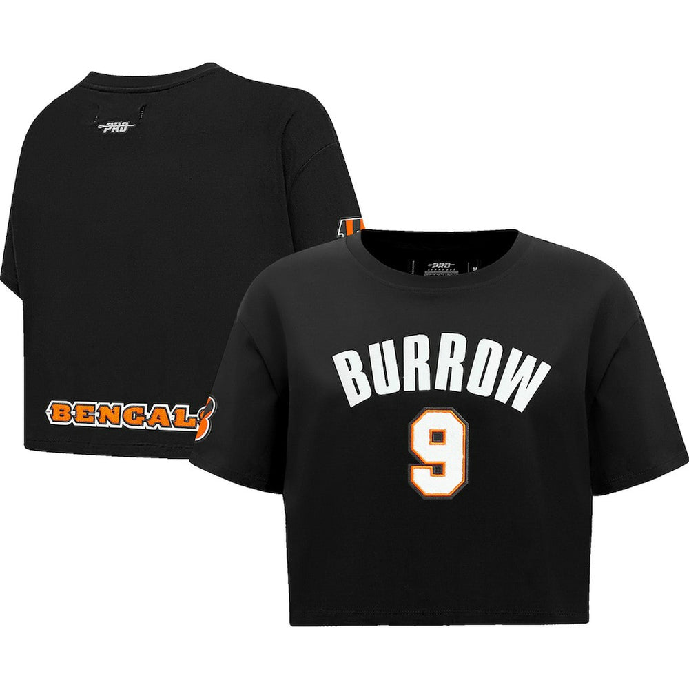 Joe Burrow Cincinnati Bengals Pro Standard Women's Player Name & Number Cropped Boxy T-Shirt Black