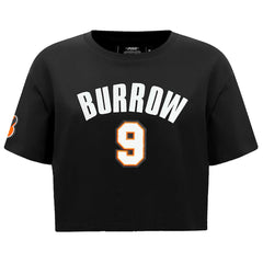 Joe Burrow Cincinnati Bengals Pro Standard Women's Player Name & Number Cropped Boxy T-Shirt Black