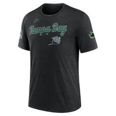 Tampa Bay Rays Nike Cooperstown Collection Eras Tri-Blend T-Shirt - Heather Black T-shirts