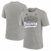 Milwaukee Brewers Nike Cooperstown Collection Retro Tri-Blend T-Shirt - Heather Gray T-shirts