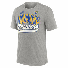 Milwaukee Brewers Nike Cooperstown Collection Retro Tri-Blend T-Shirt - Heather Gray T-shirts