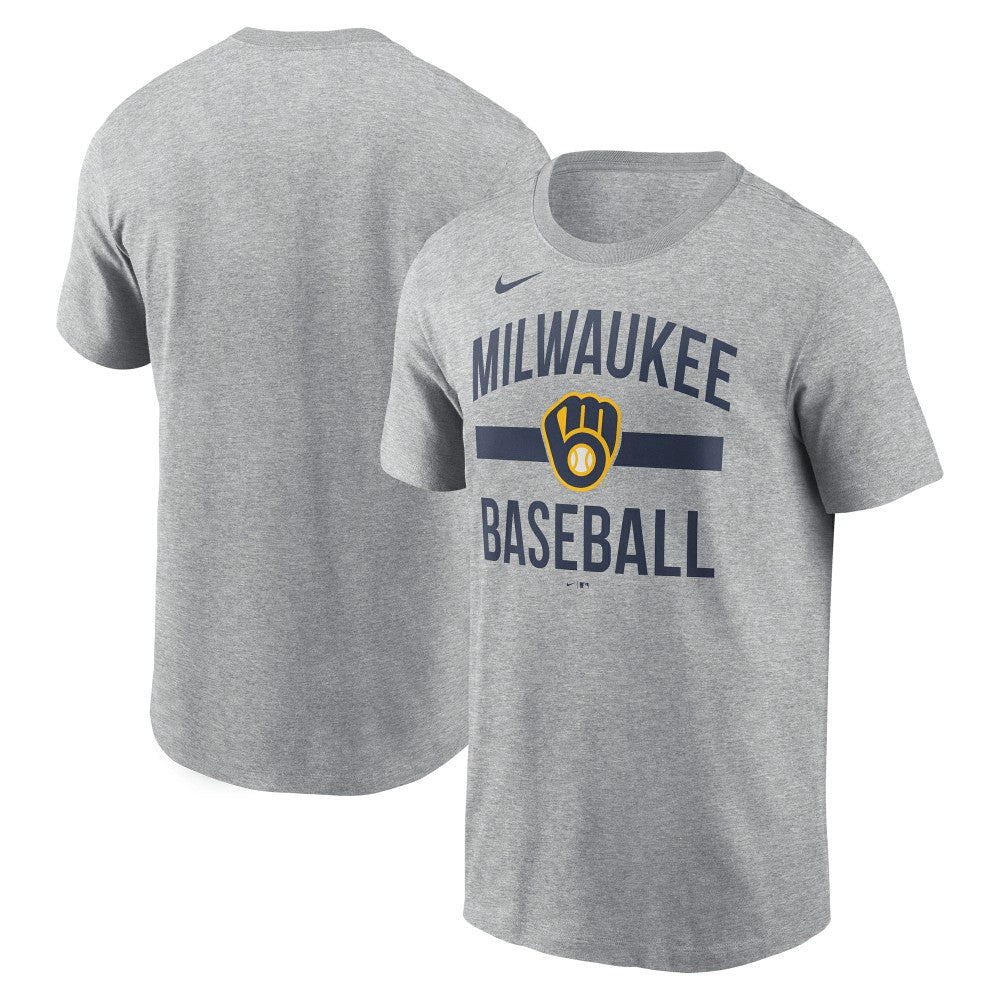 Milwaukee Brewers Nike Arched T-Shirt - Heather Gray T-shirts