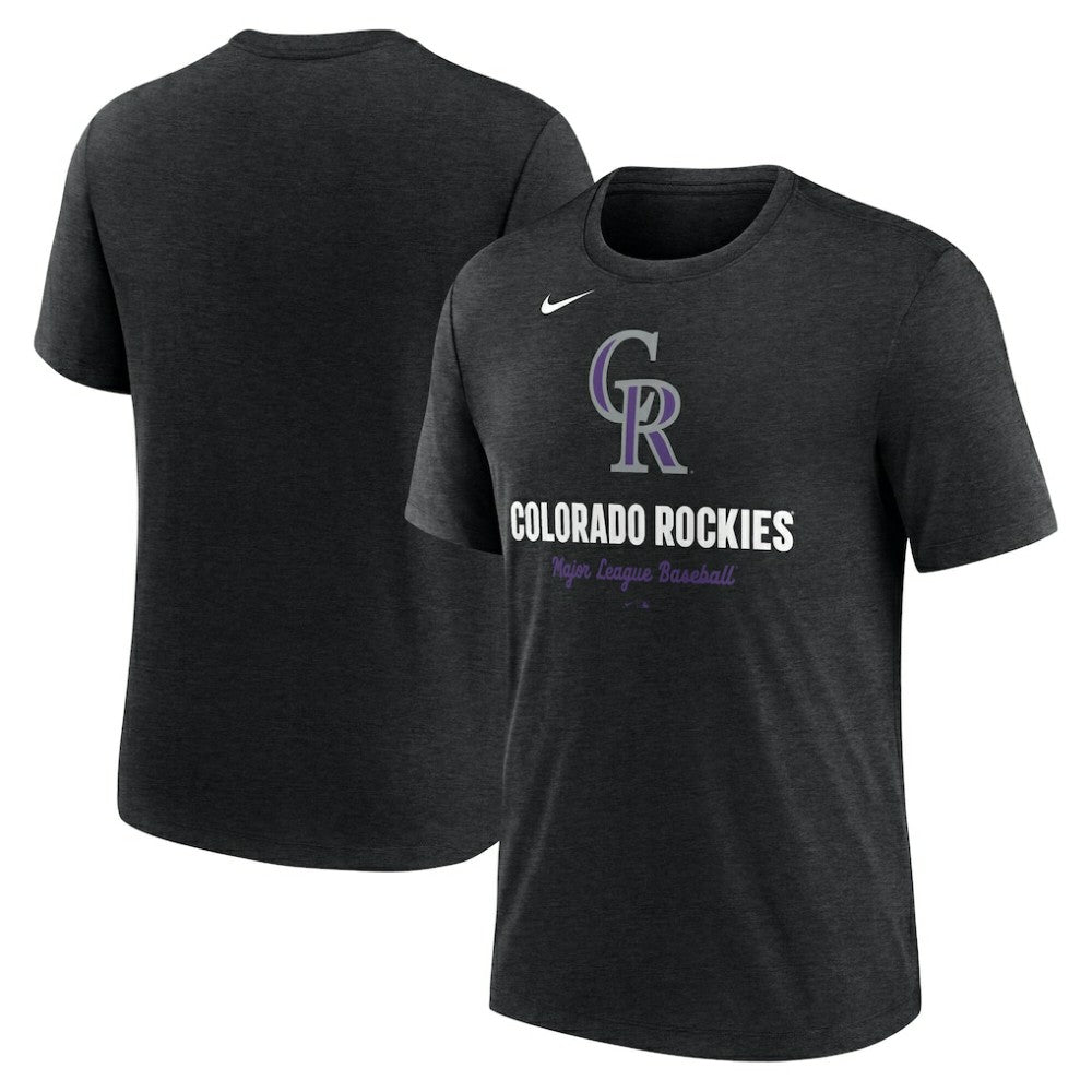 Colorado Rockies Nike Logo Tri-Blend T-Shirt - Heather Black T-shirts