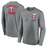Minnesota Twins Nike 2-Hit Legend Dri-FIT Long Sleeve T-Shirt - Heather Charcoal T-shirts