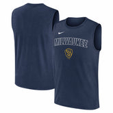 Milwaukee Brewers Nike Knockout Dri-FIT Muscle Tank Top - Navy Tanks