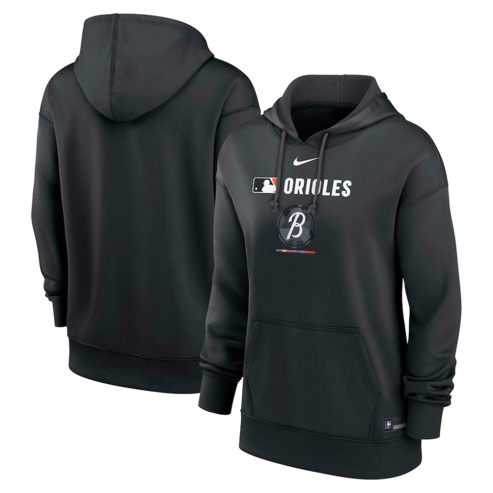 Baltimore Orioles Nike Women's City Connect Authentic Collection Therma-FIT Hoodie - Black Hoodies