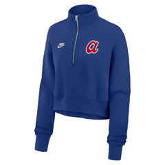 Atlanta Braves Nike Women's Cooperstown Collection Phoenix Fleece Half-Zip Sweatshirt - Royal Sweatshirts