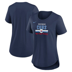 Chicago Cubs Nike Women's City Connect Lockup Tri-Blend T-Shirt - Navy T-shirts