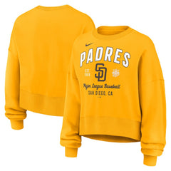 San Diego Padres Nike Women's Oversized High Hip Pullover Sweatshirt - Gold Pullover