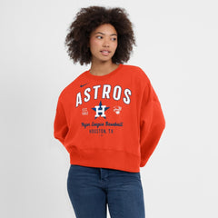 Houston Astros Nike Women's Oversized High Hip Pullover Sweatshirt - Orange Pullover