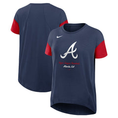 Atlanta Braves Nike Women's Flowy Fashion Tri-Blend Dri-FIT T-Shirt - Navy T-shirts