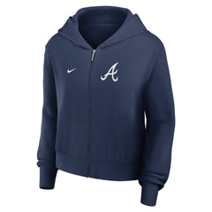 Atlanta Braves Nike Women's Cropped Chill Full-Zip Hoodie - Navy Hoodies