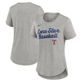 Texas Rangers Nike Women's Script Tri-Blend T-Shirt - Heather Gray T-shirts