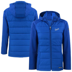 Kansas City Royals Cutter & Buck Women's Evoke Hybrid Eco Softshell Recycled Full-Zip Hoodie Jacket - Royal Jackets