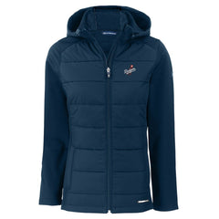 Los Angeles Dodgers Cutter & Buck Women's Evoke Hybrid Eco Softshell Recycled Full-Zip Hoodie Jacket - Navy Jackets
