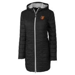 Baltimore Orioles Cutter & Buck Women's Rainier Primaloft Eco Insulated Hooded Full-Zip Long Coat - Black
