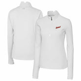 Detroit Tigers Cutter & Buck Women's Traverse Stretch Quarter-Zip Pullover Top - White Pullover