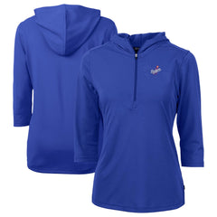Los Angeles Dodgers Cutter & Buck Women's DryTec Virtue Eco Pique Recycled 3/4-Sleeve Half-Zip Pullover Hoodie - Blue Hoodies