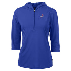 Los Angeles Dodgers Cutter & Buck Women's DryTec Virtue Eco Pique Recycled 3/4-Sleeve Half-Zip Pullover Hoodie - Blue Hoodies