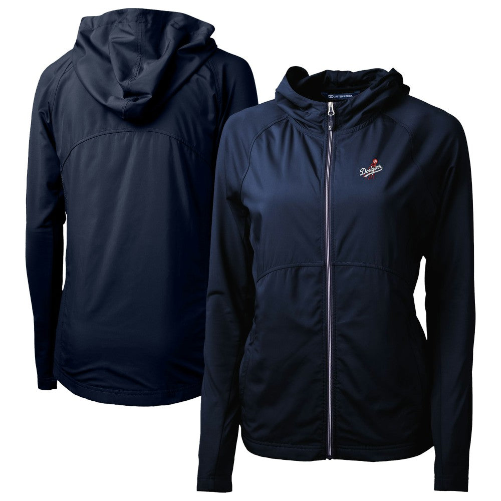 Los Angeles Dodgers Cutter & Buck Women's Adapt Eco Knit Hybrid Recycled Full-Zip Hoodie - Navy Hoodies