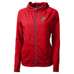 Cincinnati Reds Cutter & Buck Women's Cooperstown Collection Adapt Eco Knit Hybrid Recycled Full-Zip Hoodie - Red Hoodies