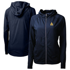 Seattle Mariners Cutter & Buck Women's Adapt Eco Knit Hybrid Recycled Full-Zip Hoodie - Navy Hoodies