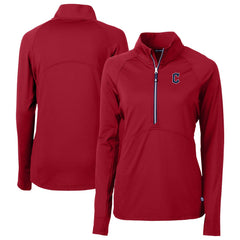Cleveland Guardians Cutter & Buck Women's DryTec Adapt Eco Knit Stretch Recycled Raglan Half-Zip Top - Red Tops