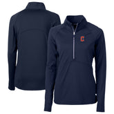 Cleveland Guardians Cutter & Buck Women's DryTec Adapt Eco Knit Stretch Recycled Raglan Half-Zip Top - Navy Tops