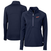 Detroit Tigers Cutter & Buck Women's DryTec Adapt Eco Knit Stretch Recycled Raglan Half-Zip Top - Navy Tops