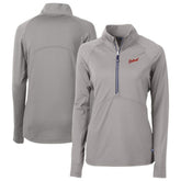 Detroit Tigers Cutter & Buck Women's DryTec Adapt Eco Knit Stretch Recycled Raglan Half-Zip Top - Gray Tops