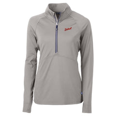 Detroit Tigers Cutter & Buck Women's DryTec Adapt Eco Knit Stretch Recycled Raglan Half-Zip Top - Gray Tops