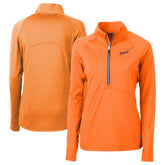 Detroit Tigers Cutter & Buck Women's DryTec Adapt Eco Knit Stretch Recycled Raglan Half-Zip Top - Orange Tops